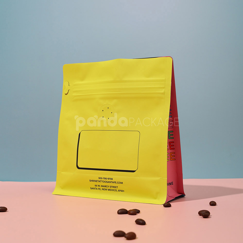 side gusset coffee bag with resealable zipper and valve