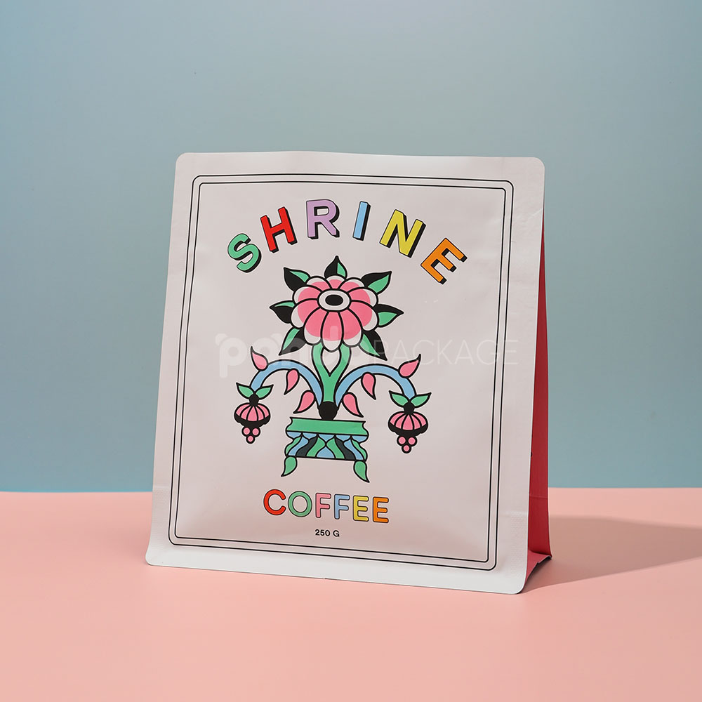 side gusset coffee bag with resealable zipper and valve