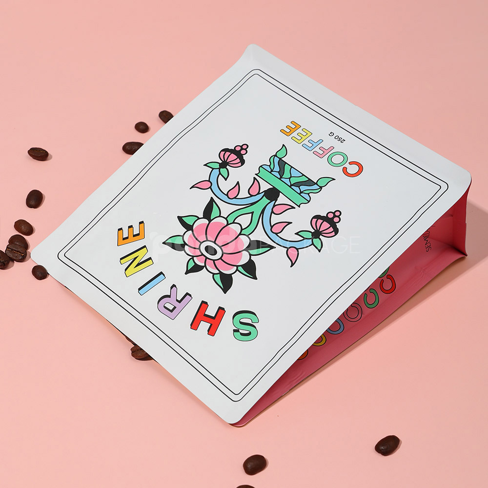 side gusset coffee bag with resealable zipper and valve