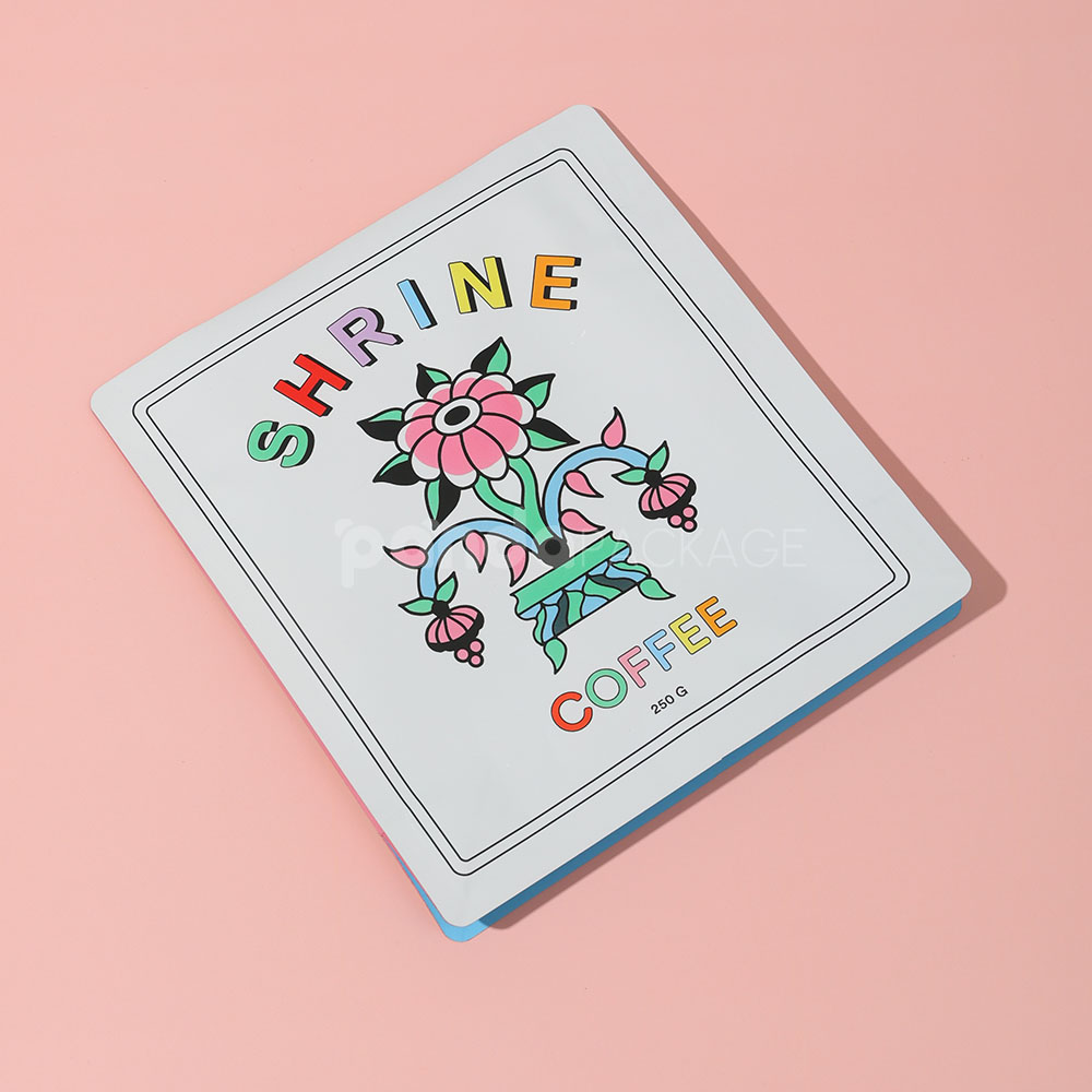 side gusset coffee bag with resealable zipper and valve