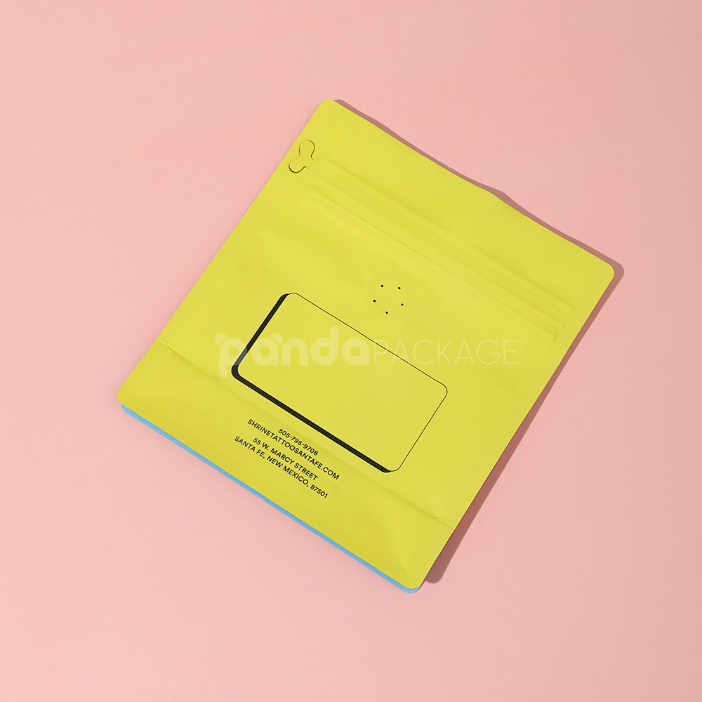 side gusset coffee bag with resealable zipper and valve