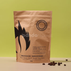 eco-friendly kraft paper stand-up coffee pouch with zipper and valve