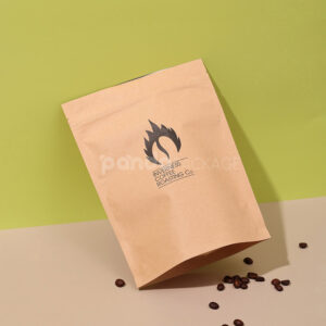 eco-friendly kraft paper stand-up coffee pouch with zipper and valve
