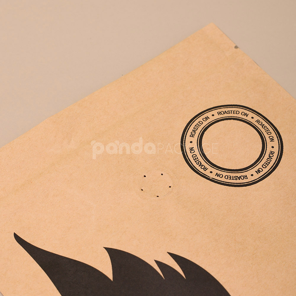 eco-friendly kraft paper stand-up coffee pouch with zipper and valve