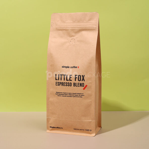 Kraft Side Gusset Coffee Bag with Airtight Freshness Valve