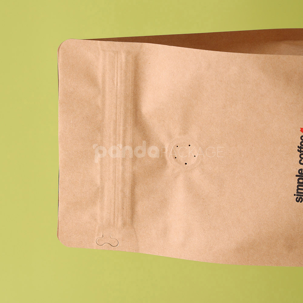 kraft side gusset coffee bag with airtight freshness valve