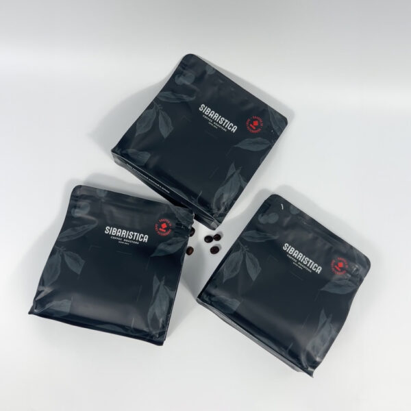 Matte Black Coffee Pouch with Elegant Leaf Pattern Design