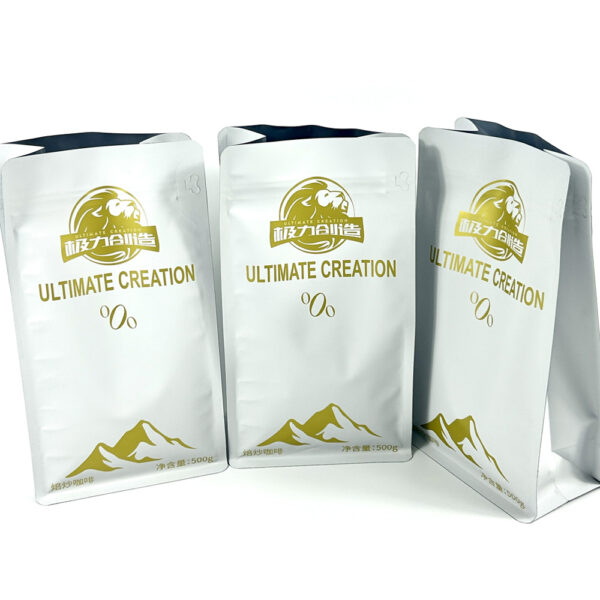 White Coffee Pouch with Gold Foil Mountain Design