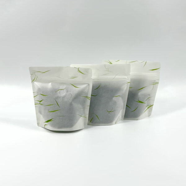 White Coffee Pouch with Green Leaf Pattern Design