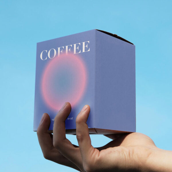 Modern Purple Coffee Box with Gradient Circle Design