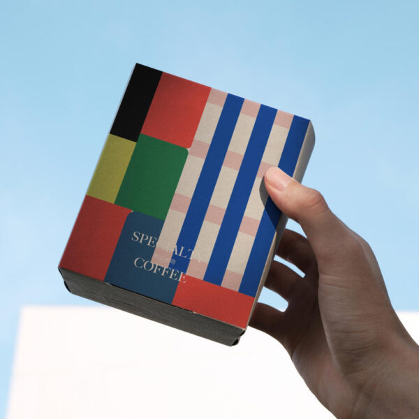 Colorful Geometric Coffee Box with Bold Modern Design