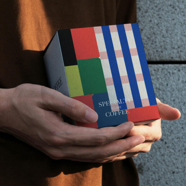 Colorful Geometric Coffee Box with Bold Modern Design