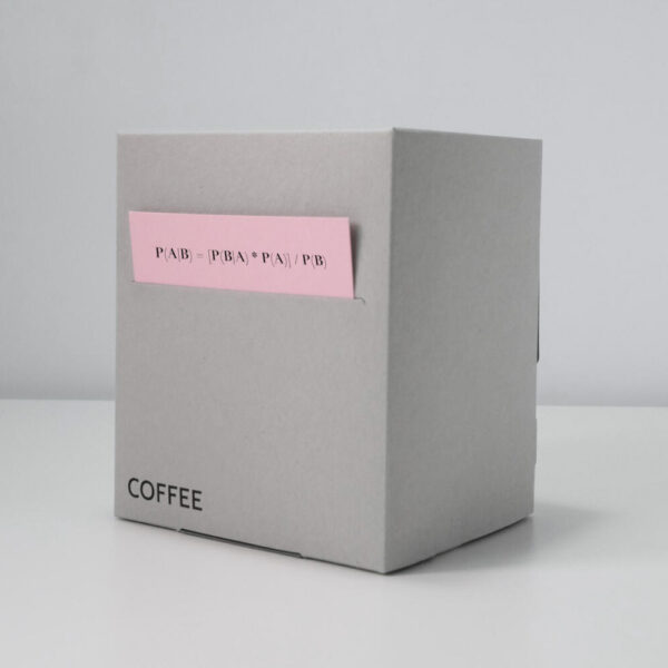 Minimalist Grey Coffee Box with Modern Mathematical Design