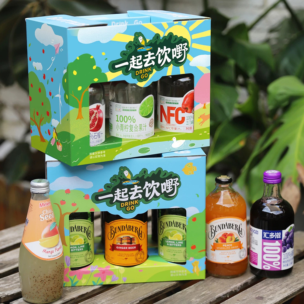 colorful paperboard beer carrier gift packaging with handle