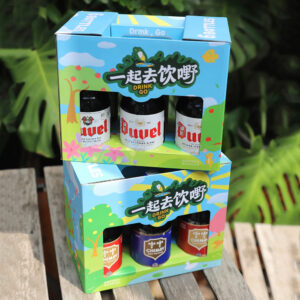 colorful paperboard beer carrier gift packaging with handle