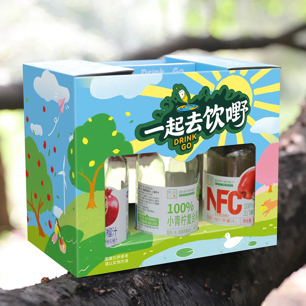 colorful paperboard beer carrier gift packaging with handle