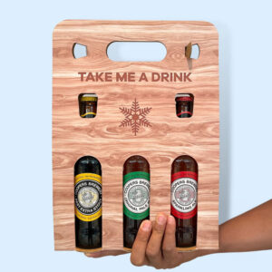wood grain paperboard beer and liquor carrier packaging box