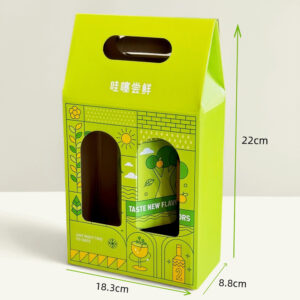 two-bottle paperboard beer and liquor carrier box with window display