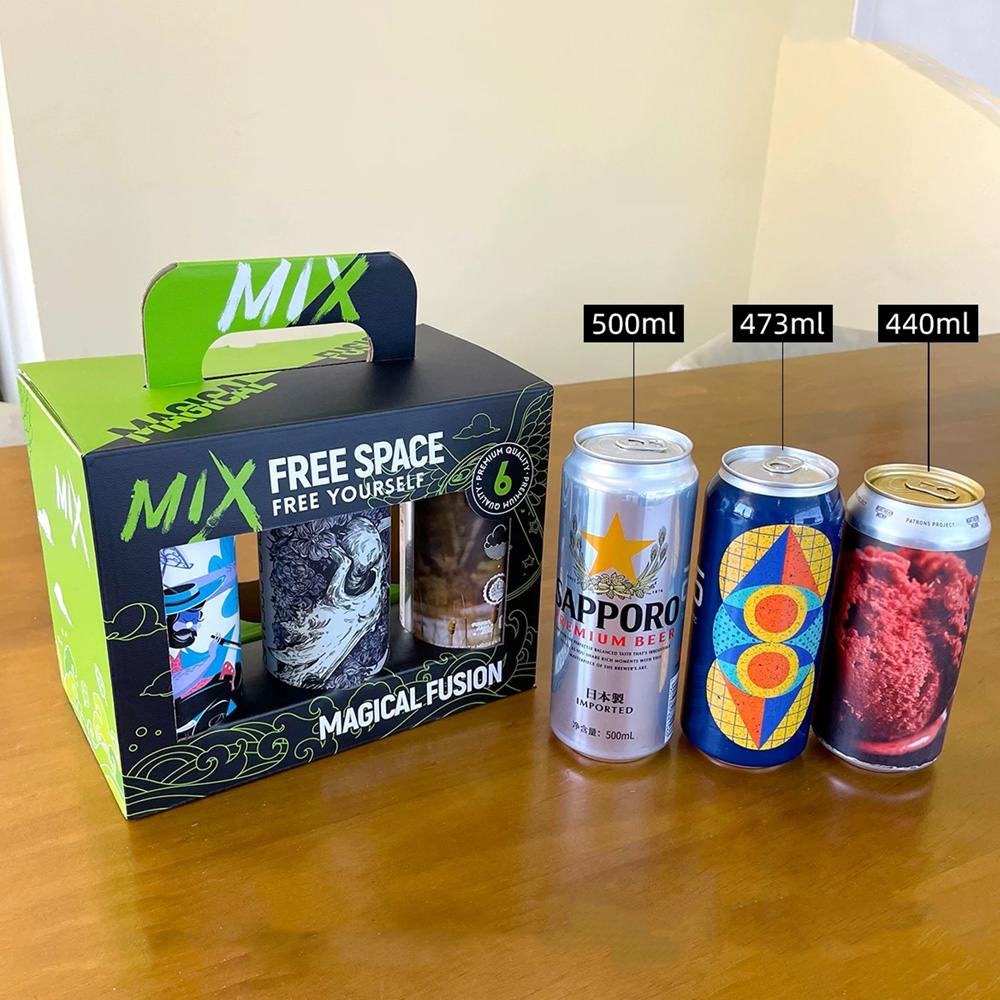 black and green six-bottle paperboard beer and liquor carrier