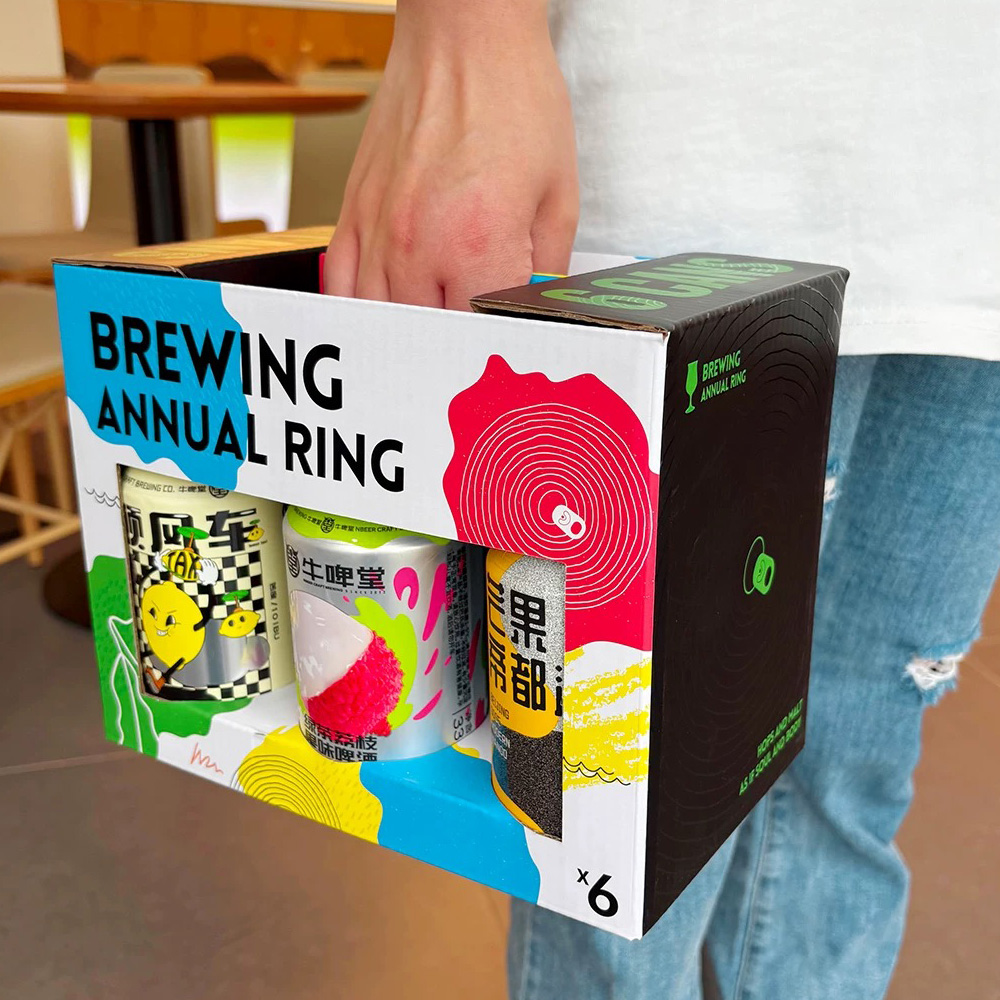 eco-friendly paperboard beer packaging box with carry handle