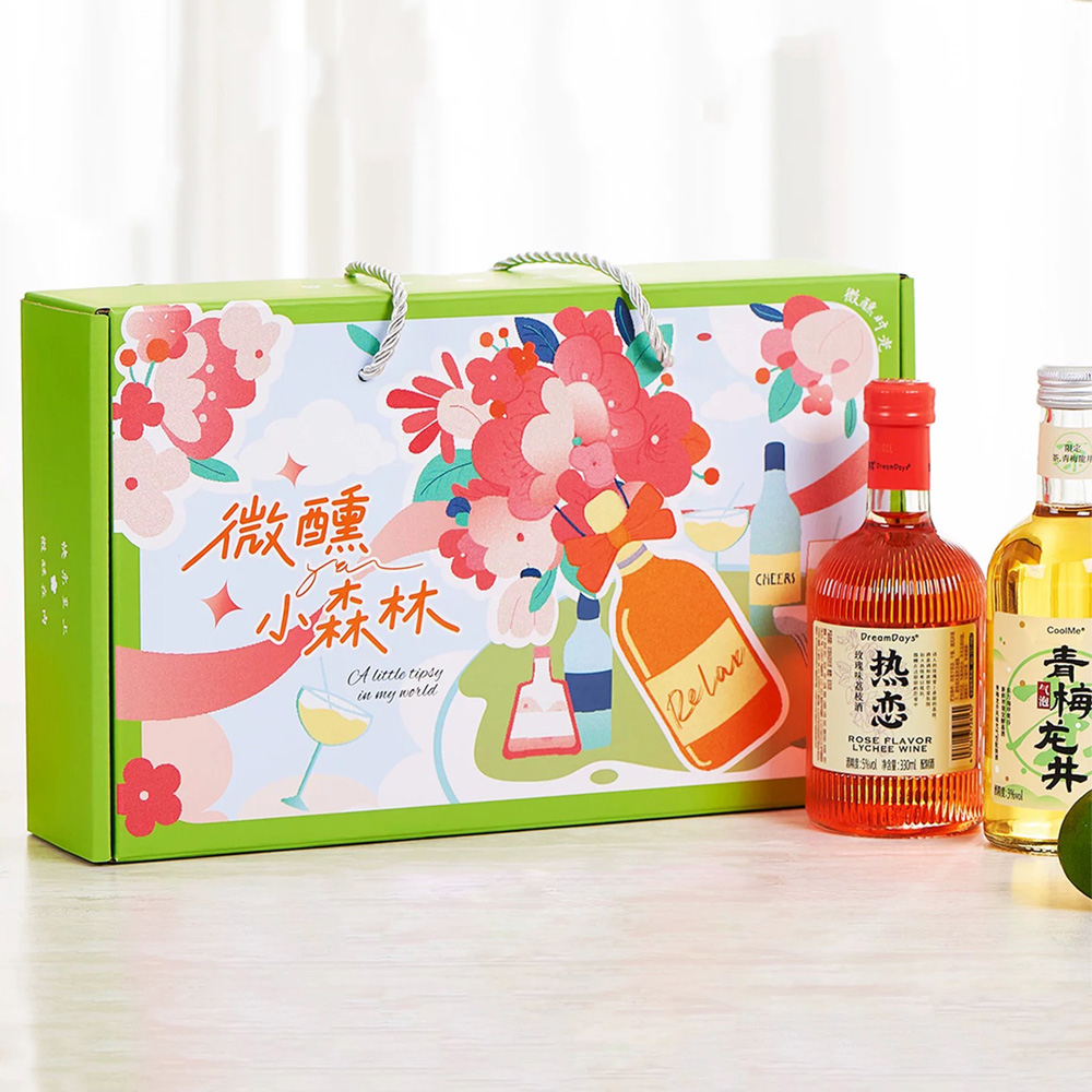 eco-friendly paperboard liquor gift box with rope handle