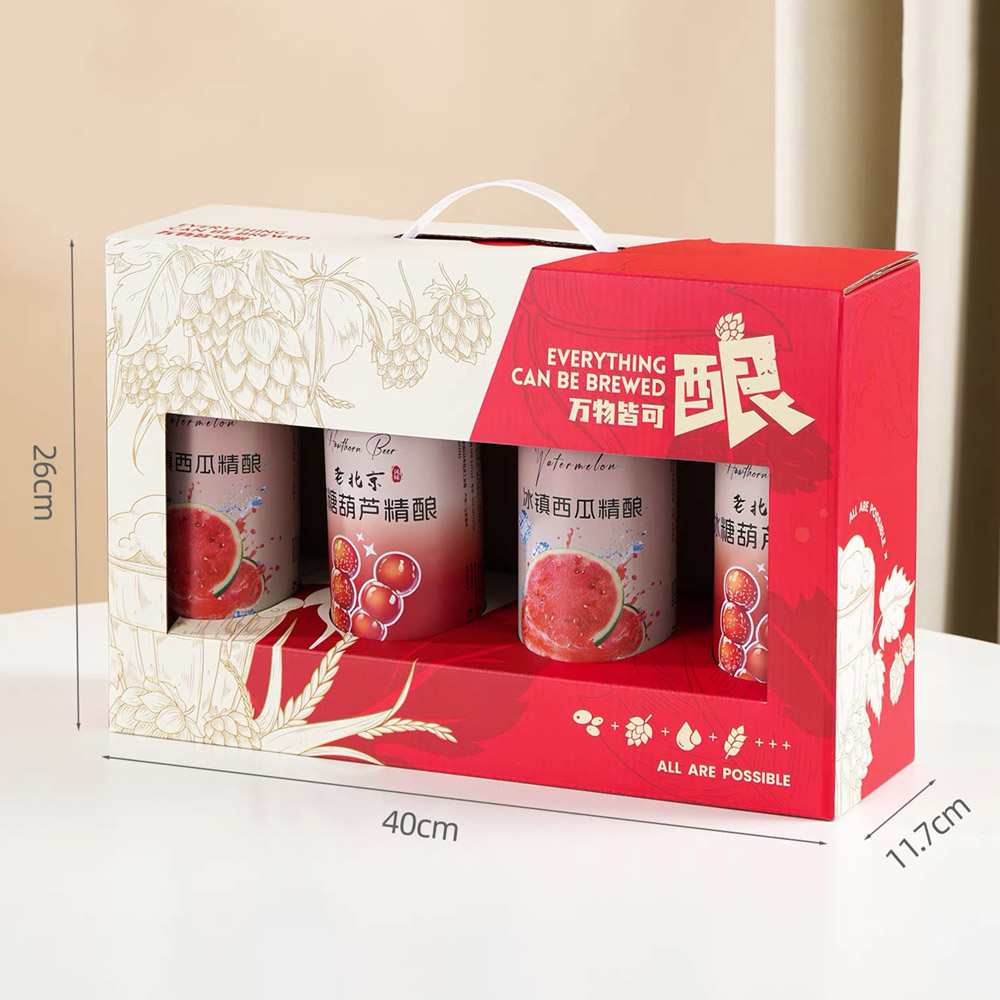 eco-friendly paperboard beer carrier box with window design