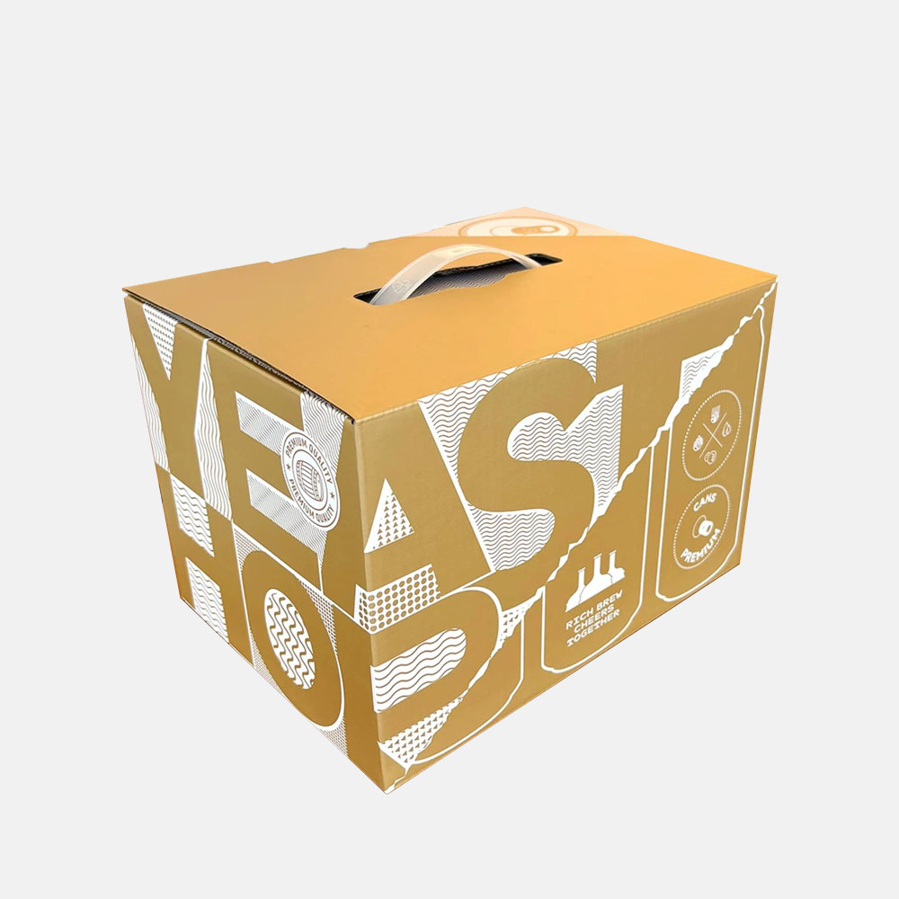 eco-friendly kraft paperboard beer carrier box with handle