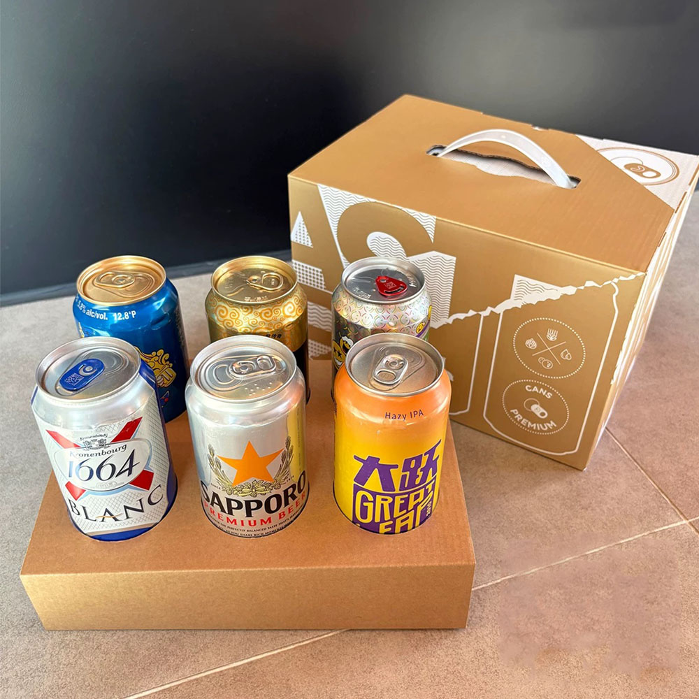 eco-friendly kraft paperboard beer carrier box with handle