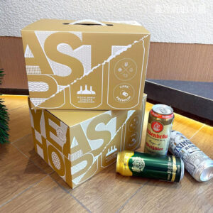 eco-friendly kraft paperboard beer carrier box with handle