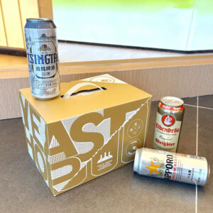 eco-friendly kraft paperboard beer carrier box with handle