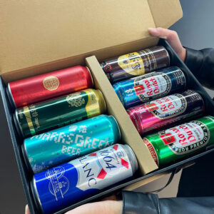 luxury black paperboard beer gift box with gold foil stamping