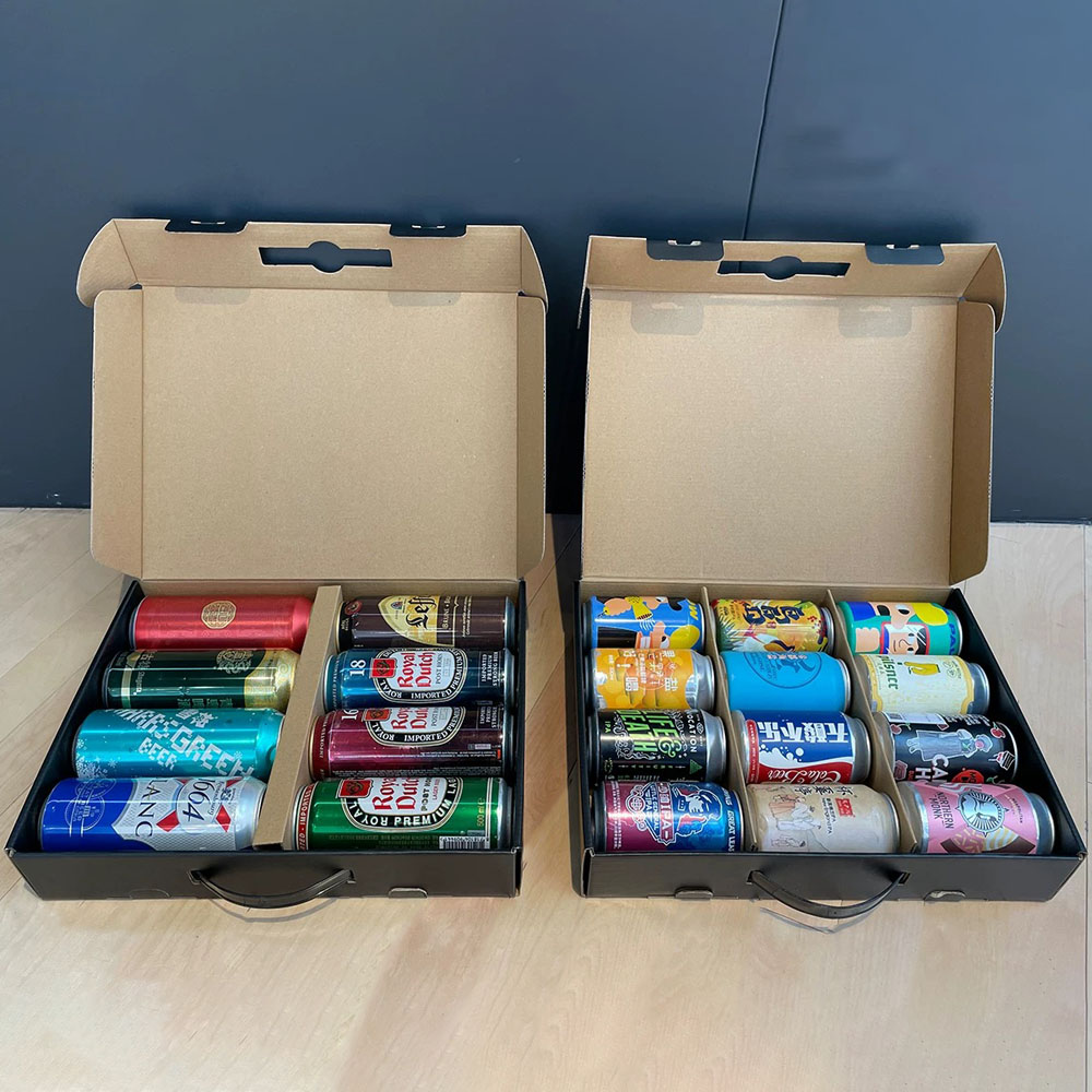 luxury black paperboard beer gift box with gold foil stamping