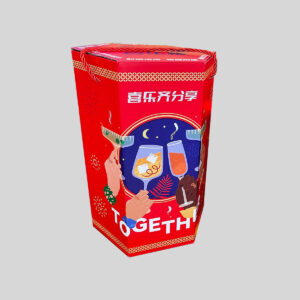 eco-friendly red paperboard beer gift carrier box with rope handle