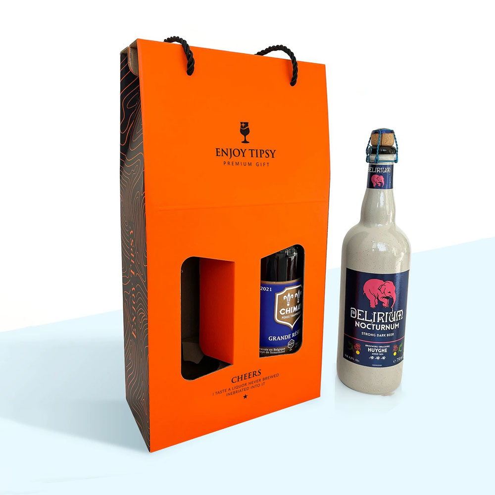 eco-friendly paperboard beer and wine gift box with window design