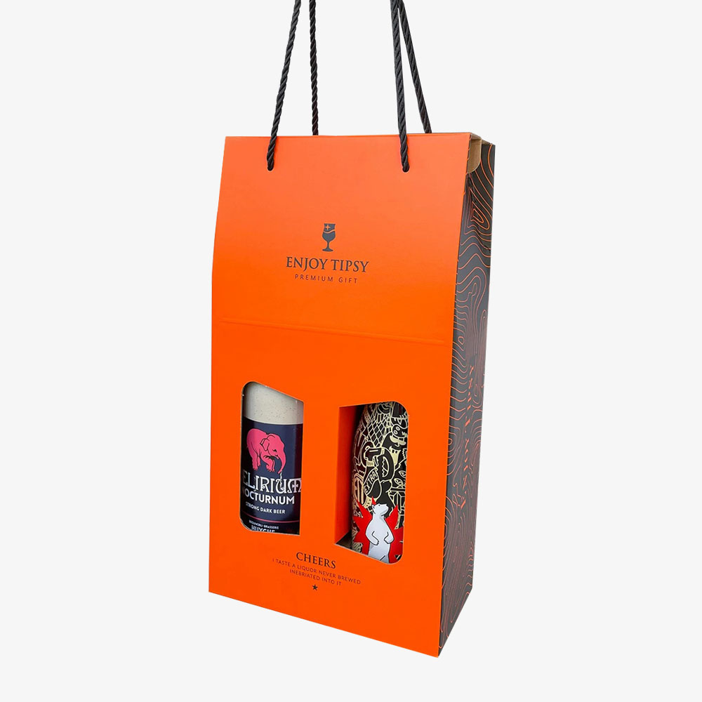 eco-friendly paperboard beer and wine gift box with window design