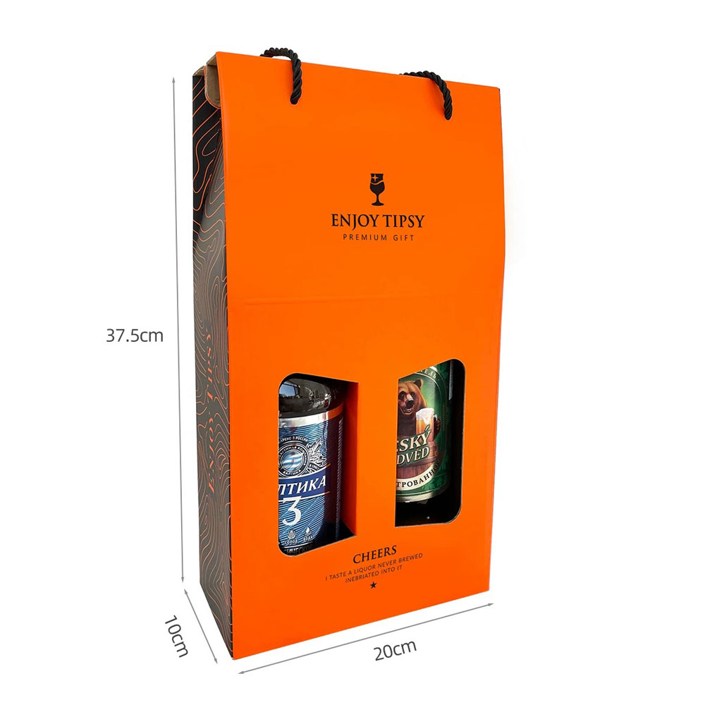 eco-friendly paperboard beer and wine gift box with window design