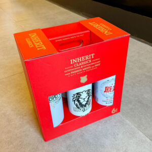eco-friendly red paperboard beer gift carrier box with window display for six cans