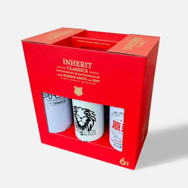 Red Paperboard Beer Carrier Box for Six Cans