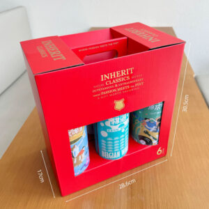 eco-friendly red paperboard beer gift carrier box with window display for six cans