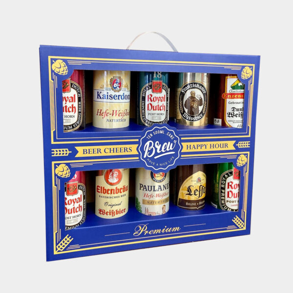 Paperboard Beer Gift Box with Window and Carry Handle