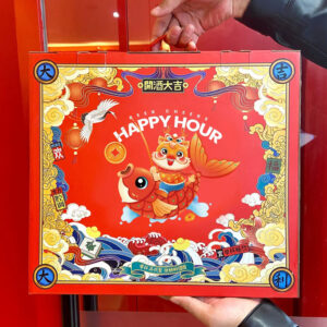 paperboard beer gift box with window and handle
