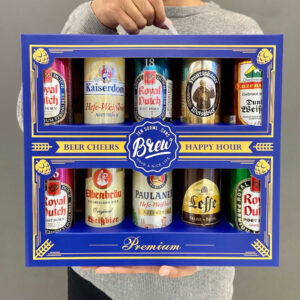 paperboard beer gift box with window and handle