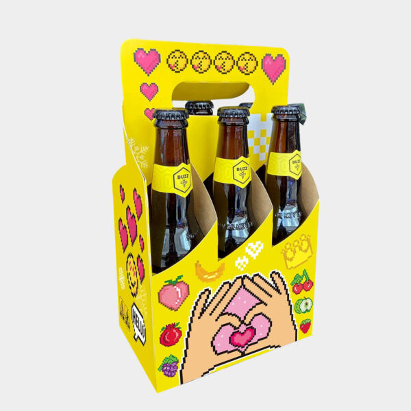 Paperboard Six-Pack Beer Carrier with Handle for Retail