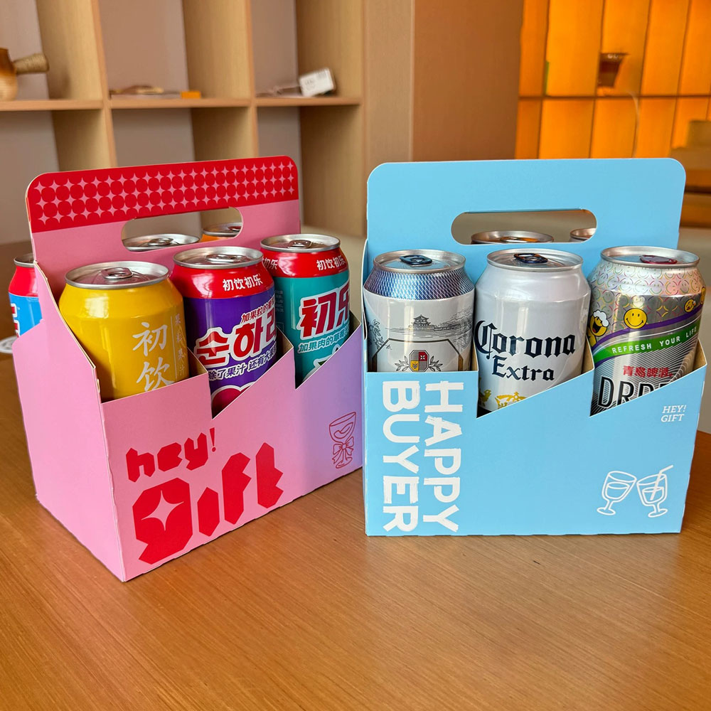 eco-friendly paperboard beer carrier box for six-pack bottles