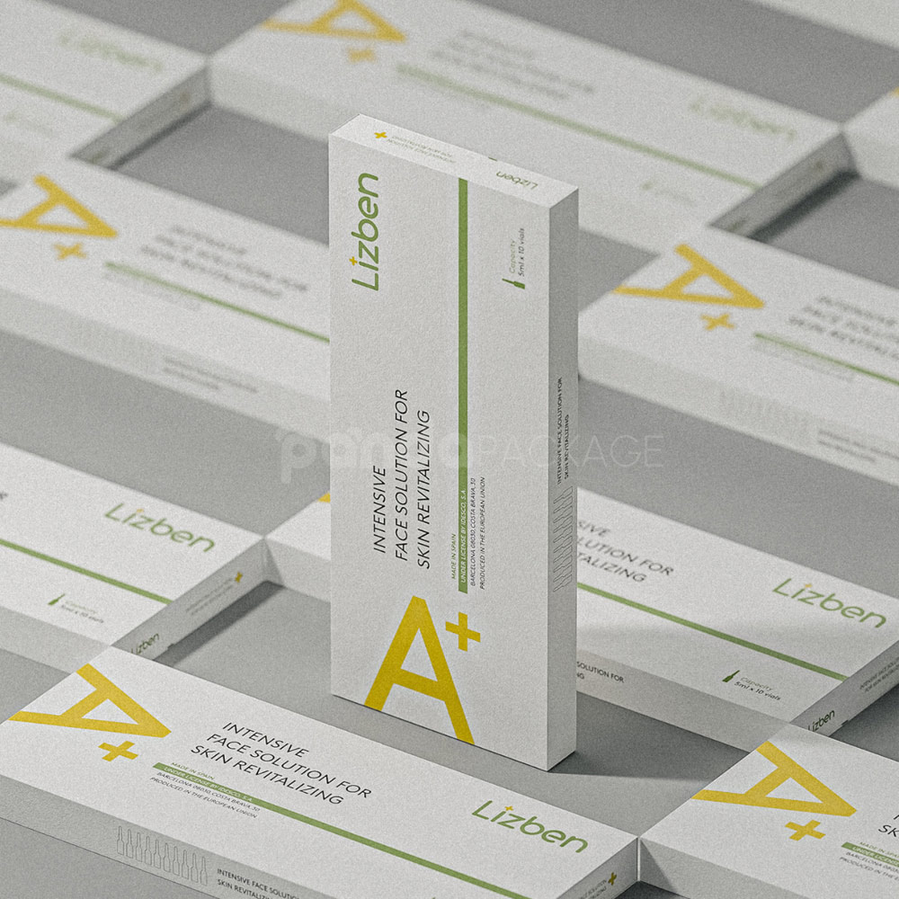 white paperboard drawer packaging box for cosmetic ampoule vials