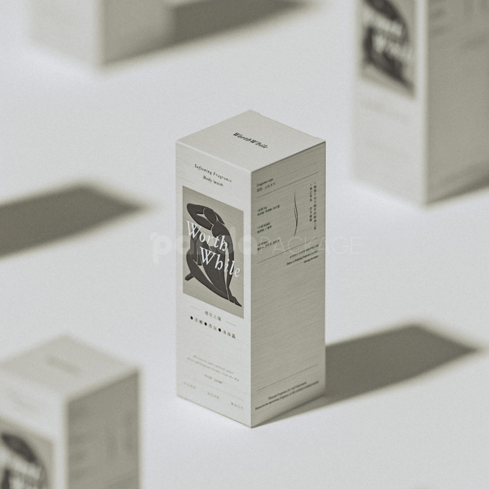 white paperboard packaging box for cosmetic lotion and body wash
