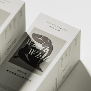 white paperboard packaging box for cosmetic lotion and body wash