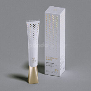 white paperboard cosmetic box with gold foil stamping for skincare cream