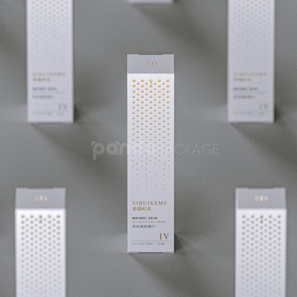 white paperboard cosmetic box with gold foil stamping for skincare cream