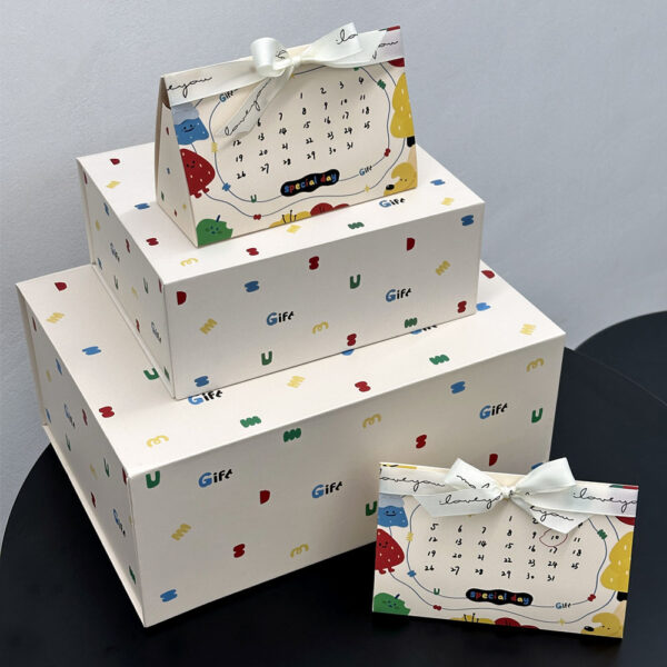 Paperboard Gift Box with Decorative Ribbon for Sweets